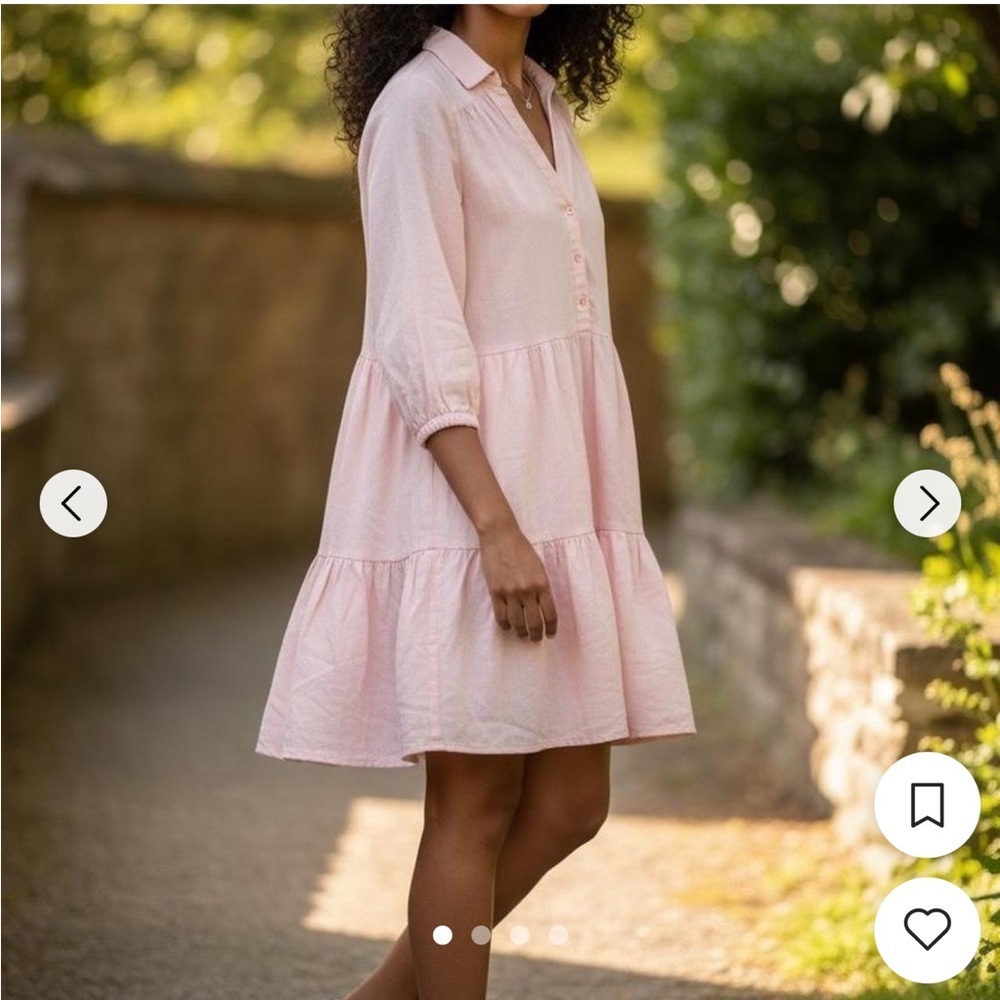 Zara Pale Blush Button-Front Tiered Dress